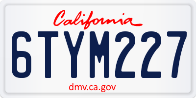CA license plate 6TYM227