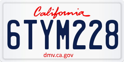 CA license plate 6TYM228