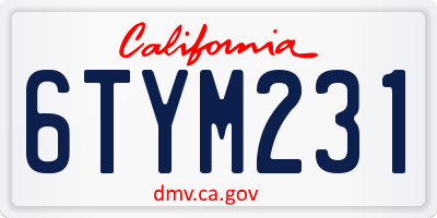 CA license plate 6TYM231