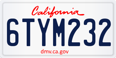 CA license plate 6TYM232
