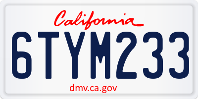 CA license plate 6TYM233