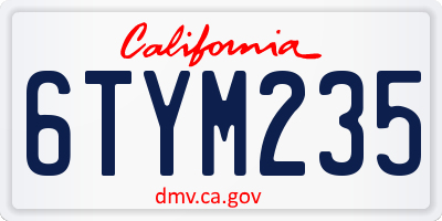 CA license plate 6TYM235
