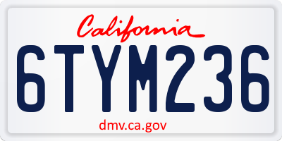 CA license plate 6TYM236