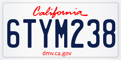 CA license plate 6TYM238