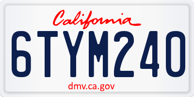 CA license plate 6TYM240
