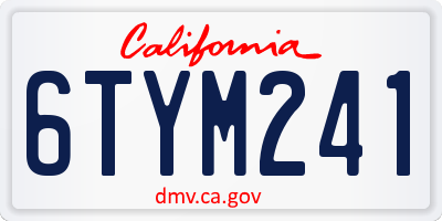 CA license plate 6TYM241