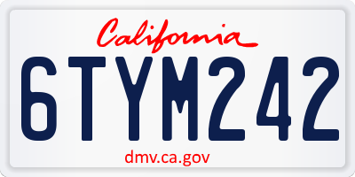CA license plate 6TYM242