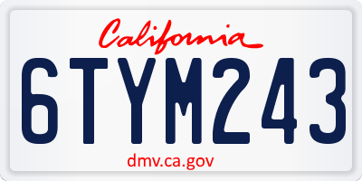CA license plate 6TYM243