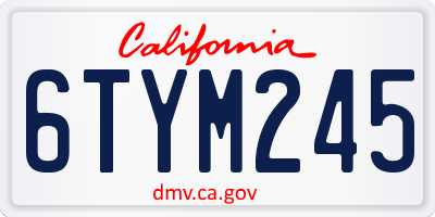CA license plate 6TYM245