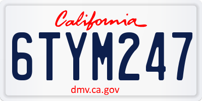 CA license plate 6TYM247