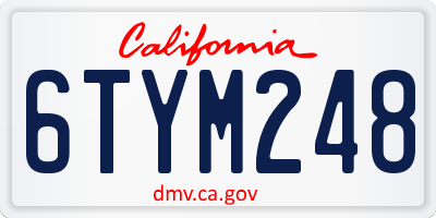 CA license plate 6TYM248