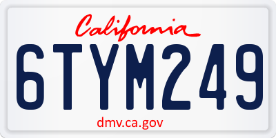 CA license plate 6TYM249