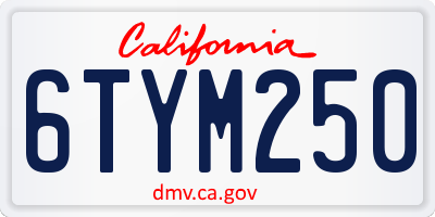 CA license plate 6TYM250