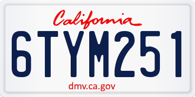 CA license plate 6TYM251