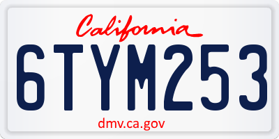 CA license plate 6TYM253