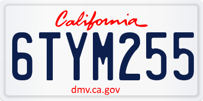 CA license plate 6TYM255
