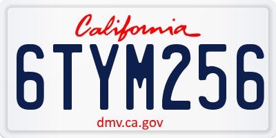 CA license plate 6TYM256