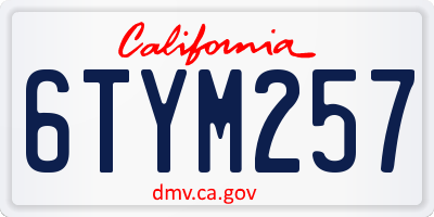 CA license plate 6TYM257