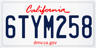 CA license plate 6TYM258