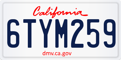 CA license plate 6TYM259