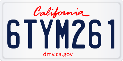 CA license plate 6TYM261