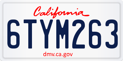 CA license plate 6TYM263