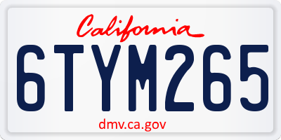 CA license plate 6TYM265