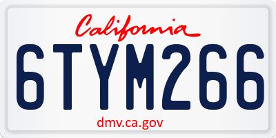 CA license plate 6TYM266