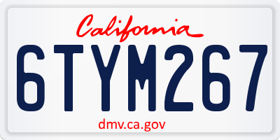 CA license plate 6TYM267