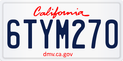 CA license plate 6TYM270