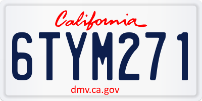 CA license plate 6TYM271