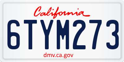CA license plate 6TYM273