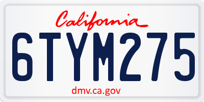 CA license plate 6TYM275