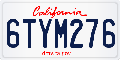 CA license plate 6TYM276