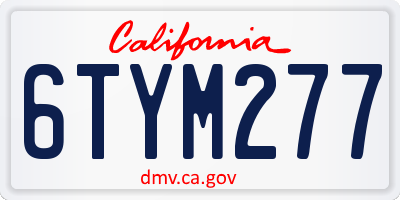 CA license plate 6TYM277