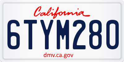 CA license plate 6TYM280