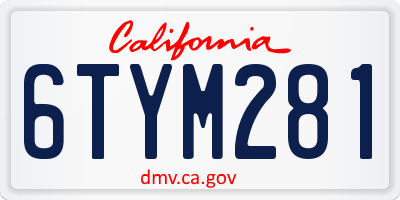 CA license plate 6TYM281