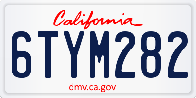 CA license plate 6TYM282