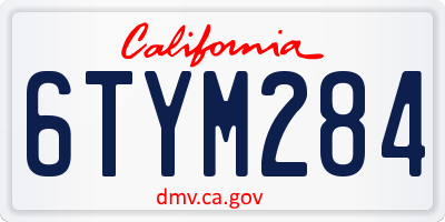 CA license plate 6TYM284