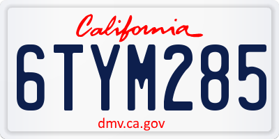 CA license plate 6TYM285