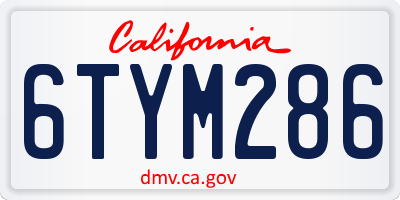 CA license plate 6TYM286