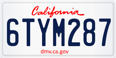 CA license plate 6TYM287