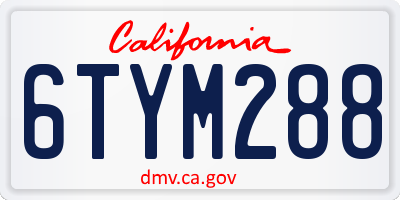 CA license plate 6TYM288
