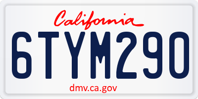 CA license plate 6TYM290