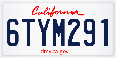 CA license plate 6TYM291