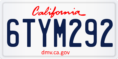 CA license plate 6TYM292