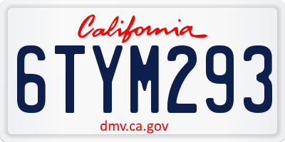 CA license plate 6TYM293