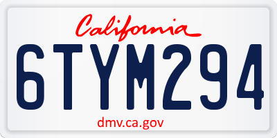 CA license plate 6TYM294