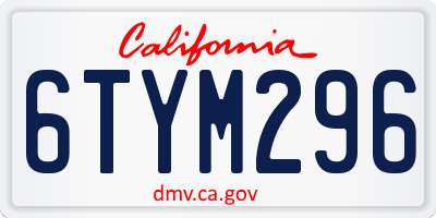 CA license plate 6TYM296