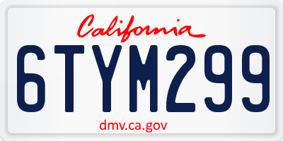 CA license plate 6TYM299